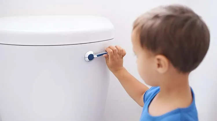 flushing a toilet