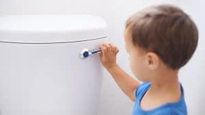 flushing a toilet