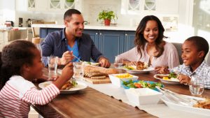 Family eating dinner