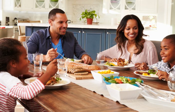 Family eating dinner