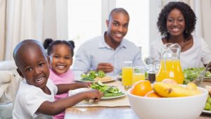 Family eating dinner