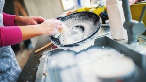 washing dishes