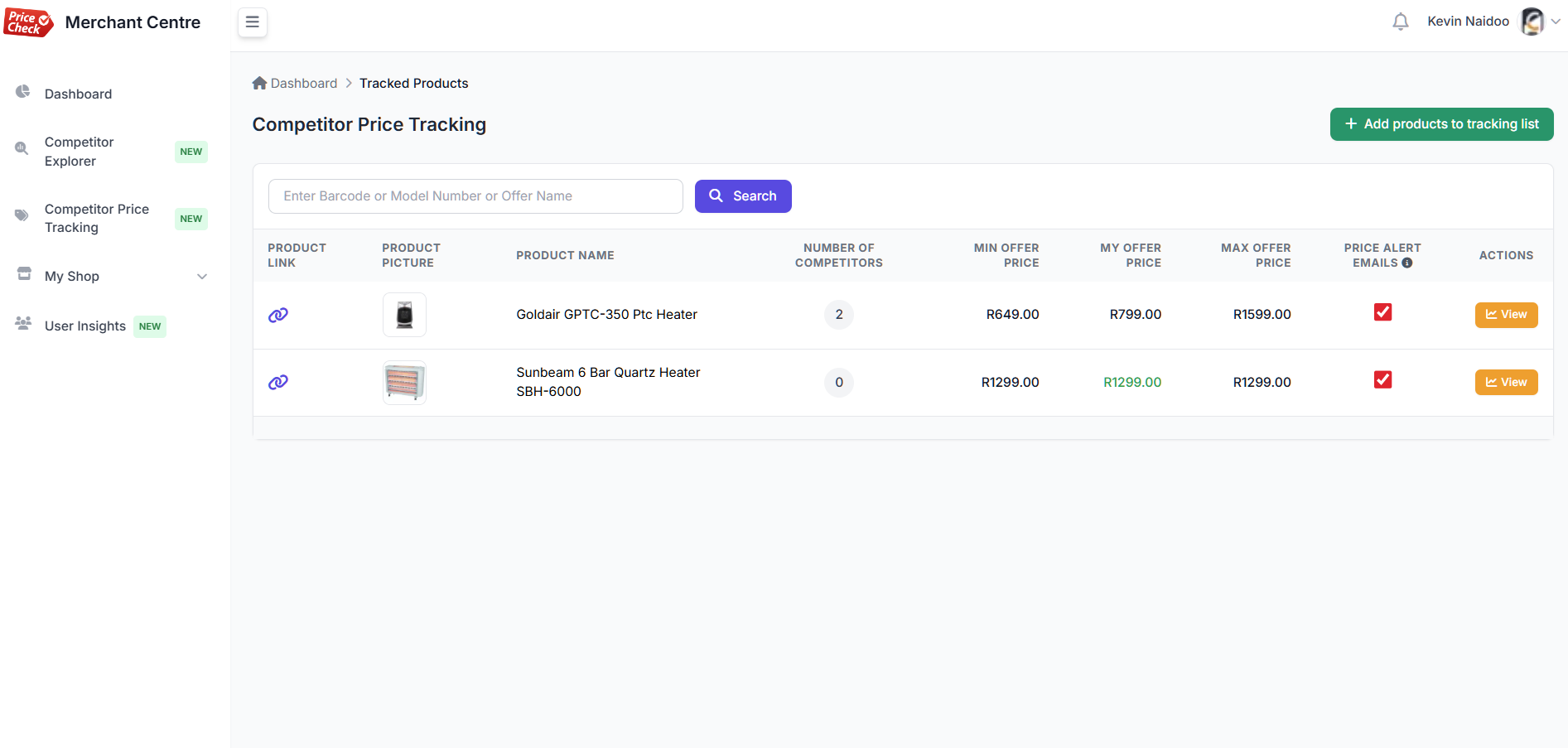 PriceCheck Insights Competitor Price Tracking tool