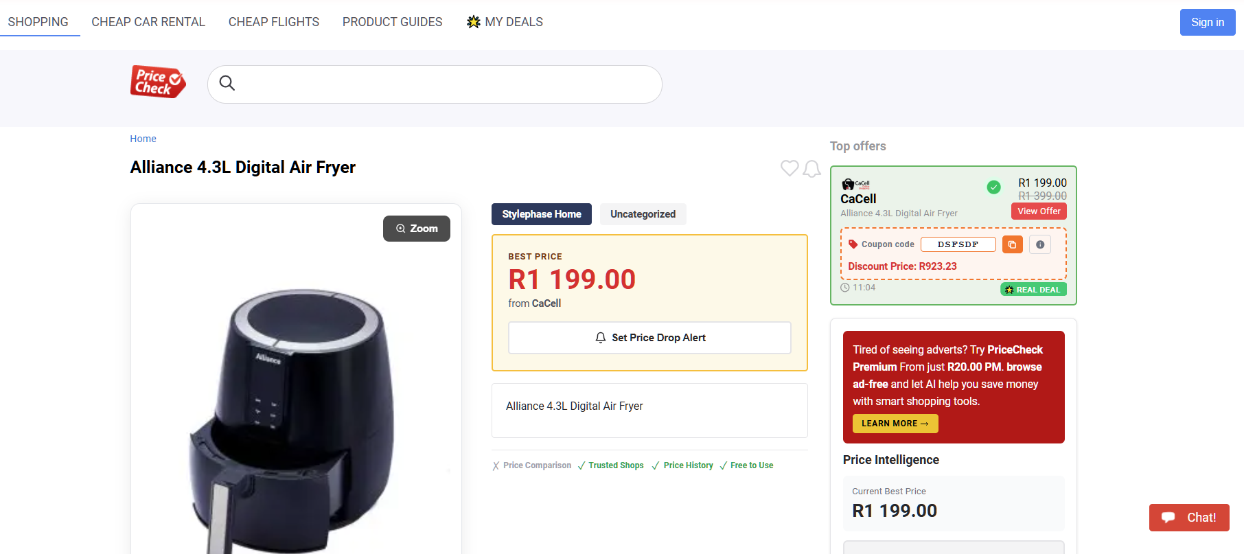 Discount coupon codes on PriceCheck